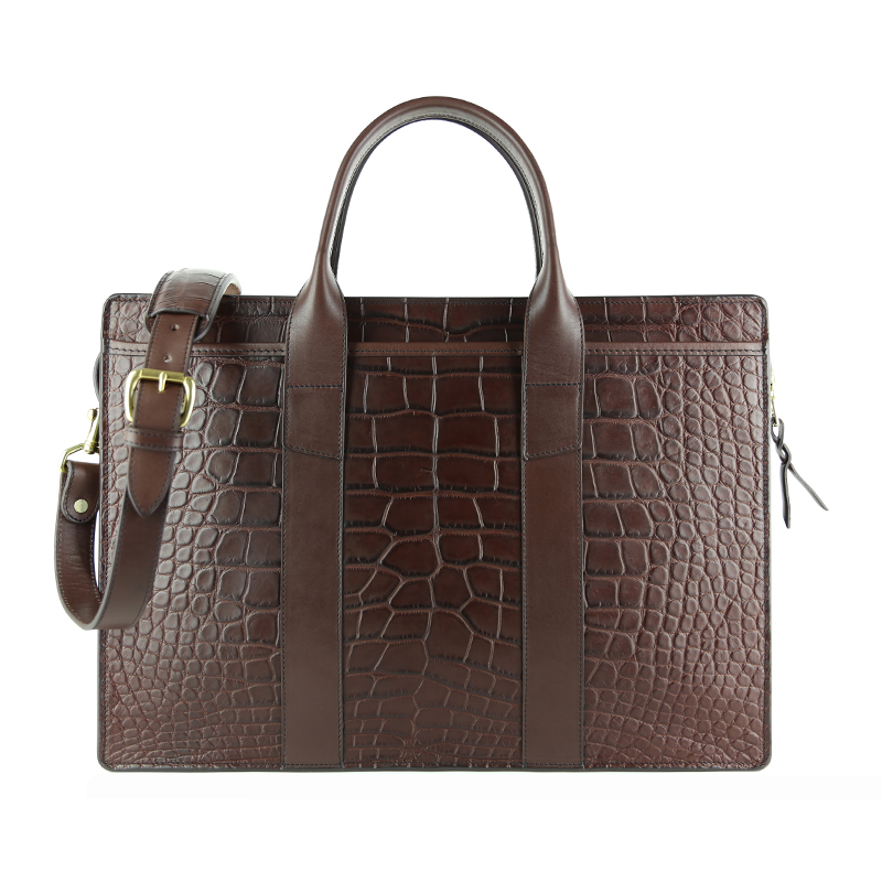 Alligator Zip-Top Briefcase in american alligator