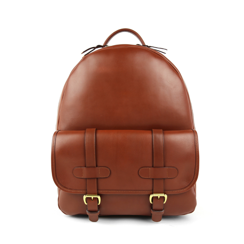 Hampton Zipper Backpack in smooth tumbled leather
