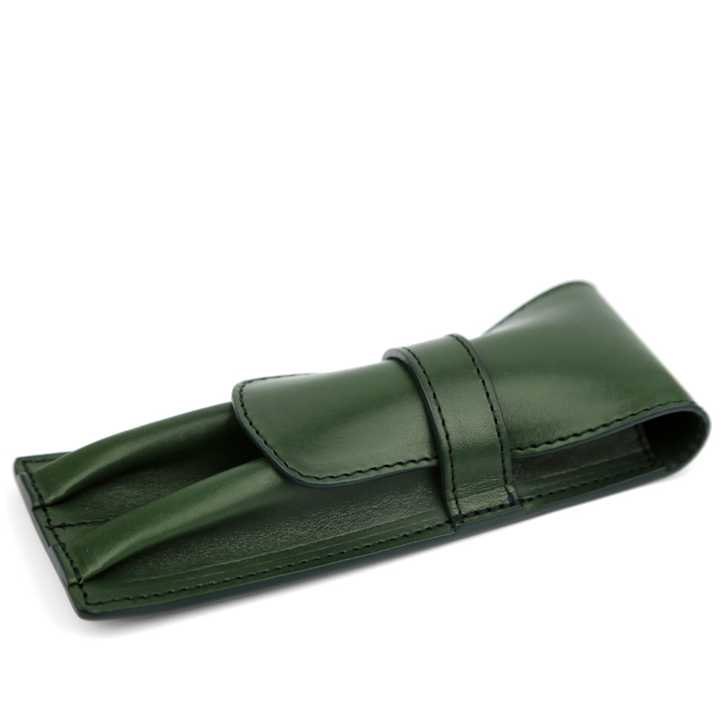 Double Fountain Pen Case in harness belting leather