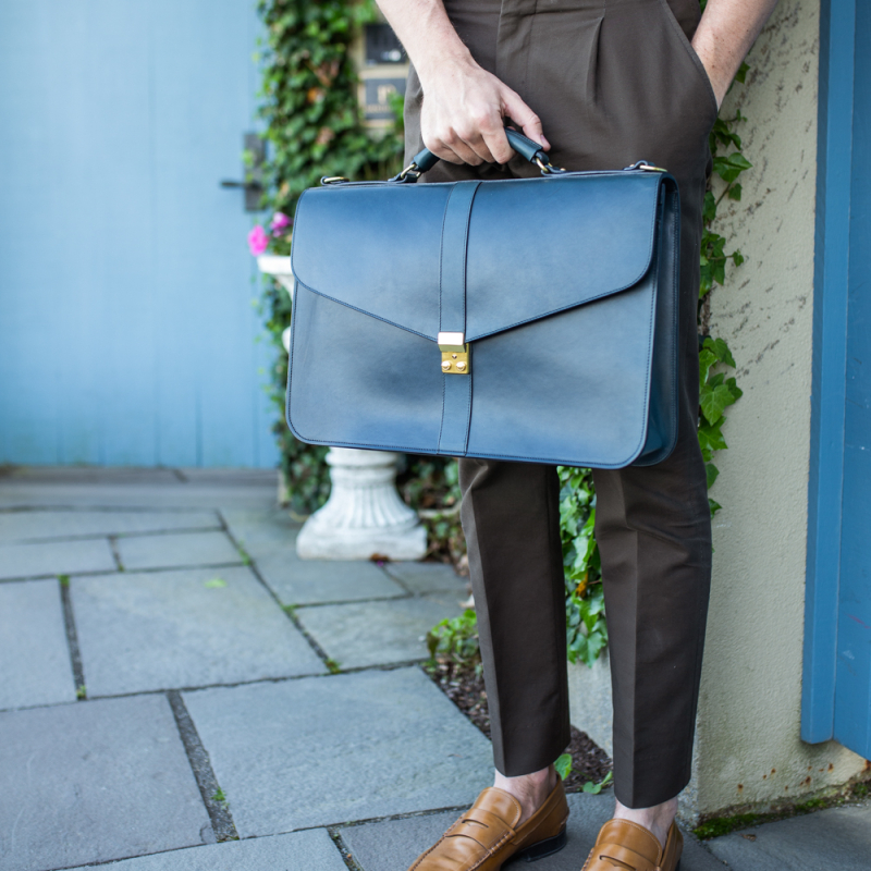 Lock Briefcase in harness belting leather