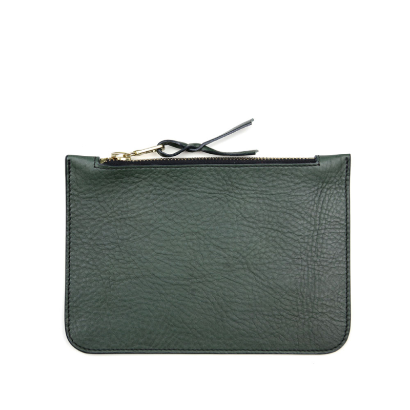 Small Leather Zipper Pouch in smooth tumbled leather
