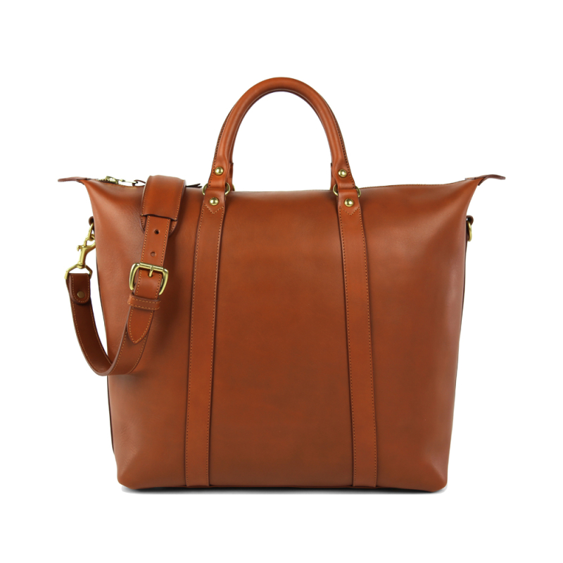 Hampton Zipper Tote in smooth tumbled leather