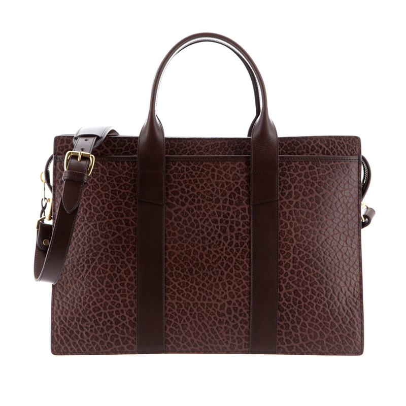 Zip-Top Briefcase in shrunken grain leather
